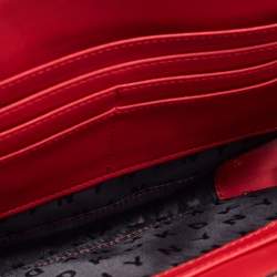 Pre Owned DKNY Red Logo Embossed Double Zip Crossbody Bag