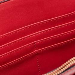 Pre Owned DKNY Red Logo Embossed Double Zip Crossbody Bag