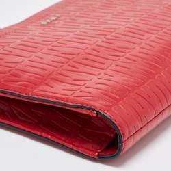 Pre Owned DKNY Red Logo Embossed Double Zip Crossbody Bag