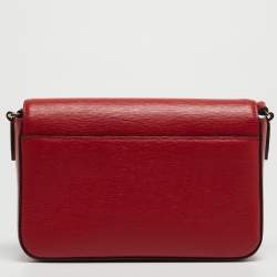 Pre Owned Dkny Red Leather Bryant Park Flap Crossbody Bag