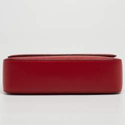 Pre Owned Dkny Red Leather Bryant Park Flap Crossbody Bag