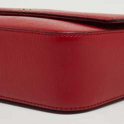 Pre Owned Dkny Red Leather Bryant Park Flap Crossbody Bag