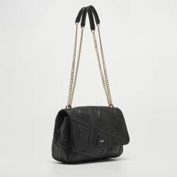 Pre Owned DKNY Black Quilted Leather Allen Flap Shoulder Bag