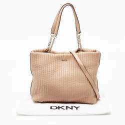 Pre Owned DKNY Beige Quilted Leather Chain Tote