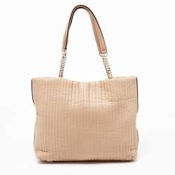 Pre Owned DKNY Beige Quilted Leather Chain Tote