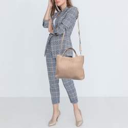 Pre Owned DKNY Beige Quilted Leather Chain Tote