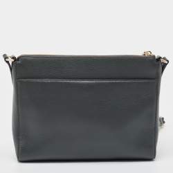 Pre Owned DKNY Dark Grey Leather Ellisa Messenger Bag