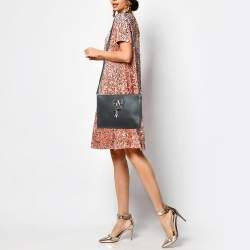 Pre Owned DKNY Dark Grey Leather Ellisa Messenger Bag