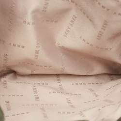 Pre Owned DKNY Khaki Green Leather Logo Twist Tote