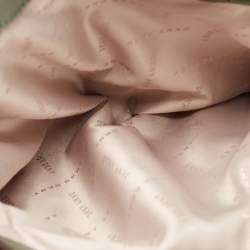 Pre Owned DKNY Khaki Green Leather Logo Twist Tote