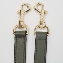 Pre Owned DKNY Khaki Green Leather Logo Twist Tote