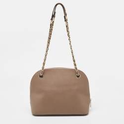 Pre Owned DKNY Beige Leather Dome Shoulder Bag