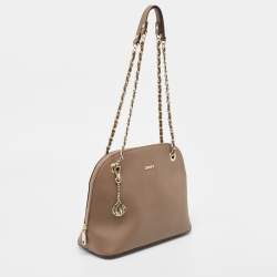 Pre Owned DKNY Beige Leather Dome Shoulder Bag