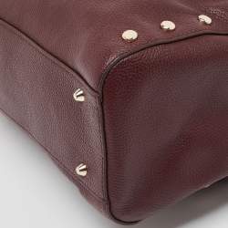 Pre Owned DKNY Burgundy Leather Studded Boston Bag