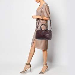 DKNY Burgundy Leather Studded Boston Bag