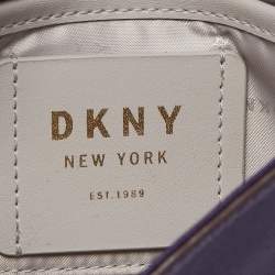 Pre Owned DKNY Purple Patent Leather Logo Flap Crossbody Bag