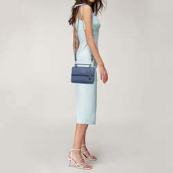 Pre Owned DKNY Blue Saffiano Leather Top Handle Bag