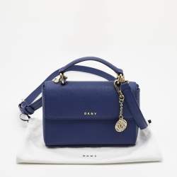 Pre Owned DKNY Blue Saffiano Leather Top Handle Bag