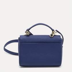 Pre Owned DKNY Blue Saffiano Leather Top Handle Bag