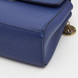 Pre Owned DKNY Blue Saffiano Leather Top Handle Bag