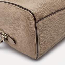 Pre Owned DKNY Beige Leather Zip Boston Bag