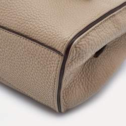 Pre Owned DKNY Beige Leather Zip Boston Bag