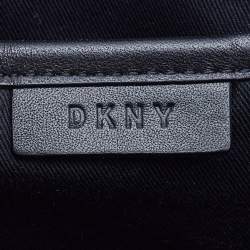 Pre Owned DKNY Beige Leather Zip Boston Bag