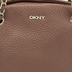 Pre Owned DKNY Brown Pebbled Leather Chain Tote