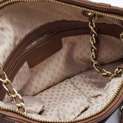 Pre Owned DKNY Brown Pebbled Leather Chain Tote