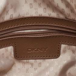 Pre Owned DKNY Brown Pebbled Leather Chain Tote