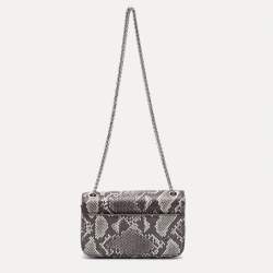 Pre Owned DKNY Grey/Black Python Embossed Leather Flap Crossbody Bag