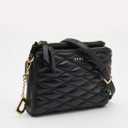 Pre Owned DKNY Black Quilted Leather Crossbody Bag