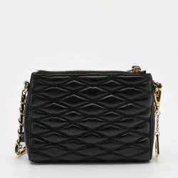 Pre Owned DKNY Black Quilted Leather Crossbody Bag