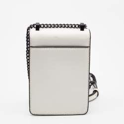 Pre Owned DKNY White Leather Elisa Phone Crossbody Bag