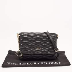 Pre Owned DKNY Black Diamond Quilted Leather Lara Crossbody Bag