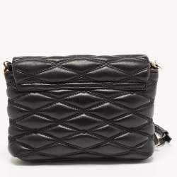 Pre Owned DKNY Black Diamond Quilted Leather Lara Crossbody Bag