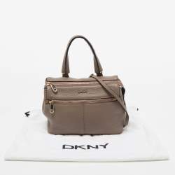 DKNY Grey Leather Front Zip Top Handle Bag