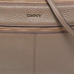 DKNY Grey Leather Front Zip Top Handle Bag