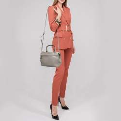 DKNY Grey Leather Front Zip Top Handle Bag