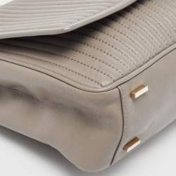 Pre Owned DKNY Olive Green Pinstripe Quilted Leather Gansevoort Top Handle Bag