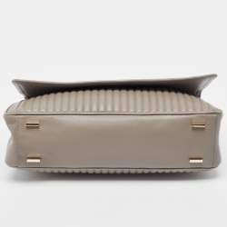 Pre Owned DKNY Olive Green Pinstripe Quilted Leather Gansevoort Top Handle Bag