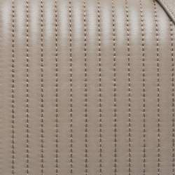 Pre Owned DKNY Olive Green Pinstripe Quilted Leather Gansevoort Top Handle Bag