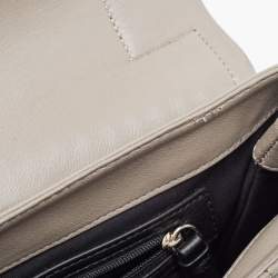 Pre Owned DKNY Olive Green Pinstripe Quilted Leather Gansevoort Top Handle Bag