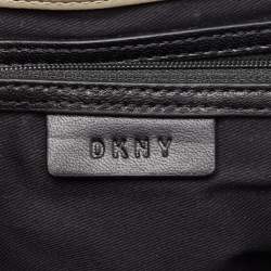 Pre Owned DKNY Olive Green Pinstripe Quilted Leather Gansevoort Top Handle Bag