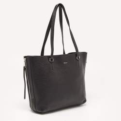 Pre Owned DKNY Black Leather Bryant Park Double Zip Shopper Tote