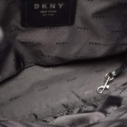 Pre Owned DKNY Black Leather Bryant Park Double Zip Shopper Tote