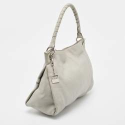 Pre Owned DKNY Grey Leather Charm Hobo