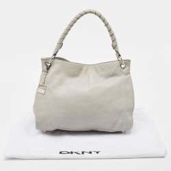 Pre Owned DKNY Grey Leather Charm Hobo