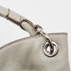 Pre Owned DKNY Grey Leather Charm Hobo