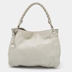 Pre Owned DKNY Grey Leather Charm Hobo